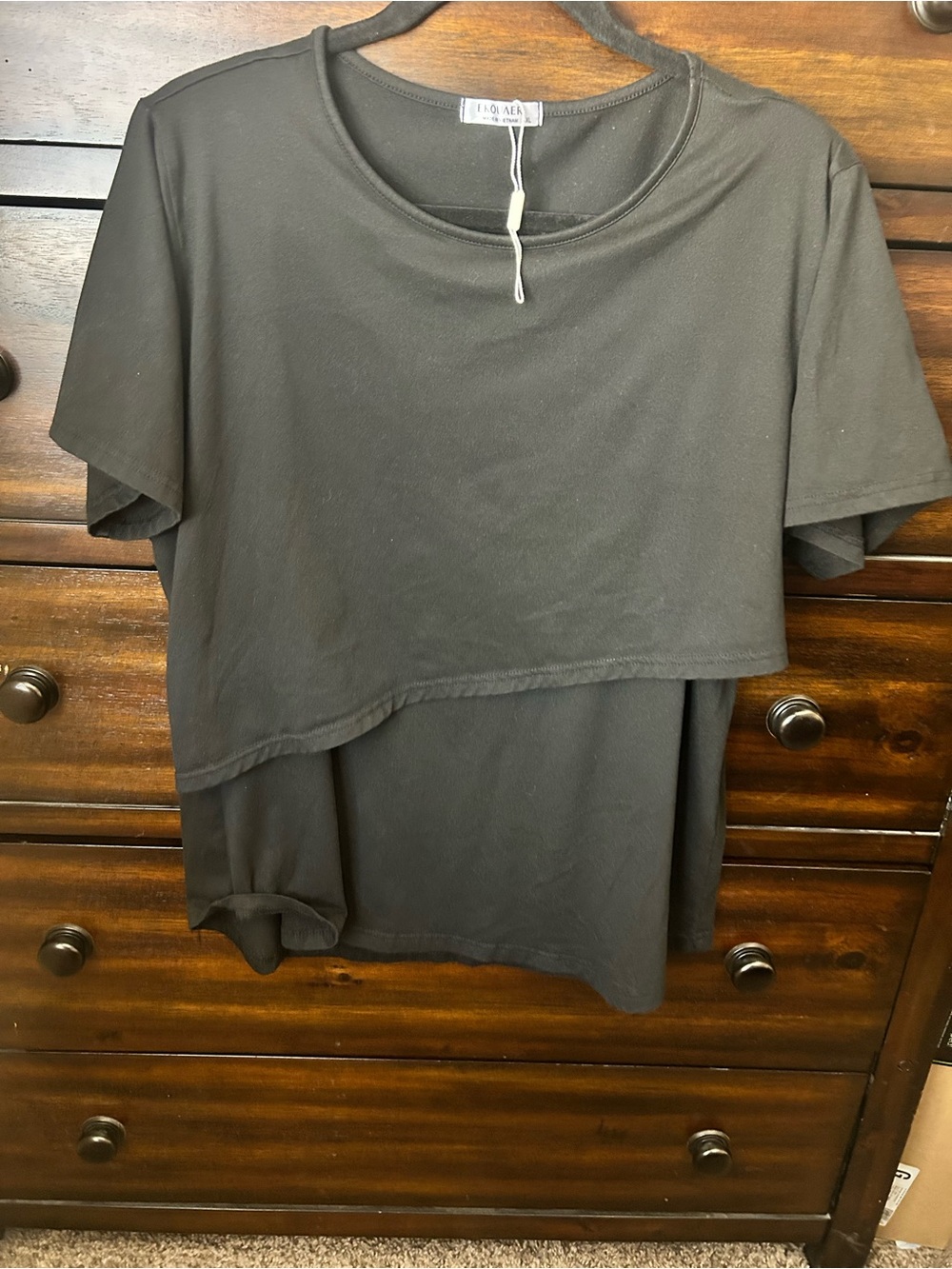 Black Layered Short Sleeve Tee - Modern Crewneck
